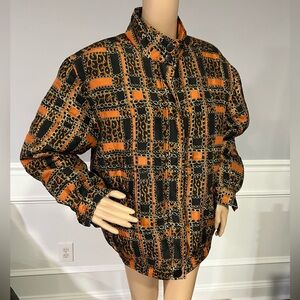 Vintage Anna and Frank Quilted Leopard Print Bomber Jacket 100% Silk size Medium